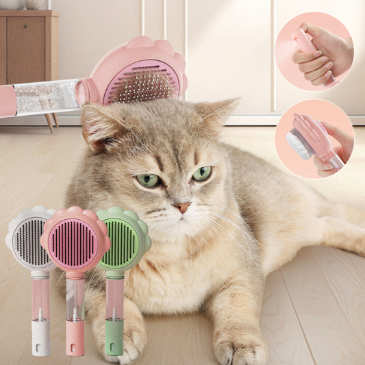 2 In 1 Self Cleaning Dog Brush Comb With Spray Pets Grooming Hair Remover Combs Brush Floating Hair